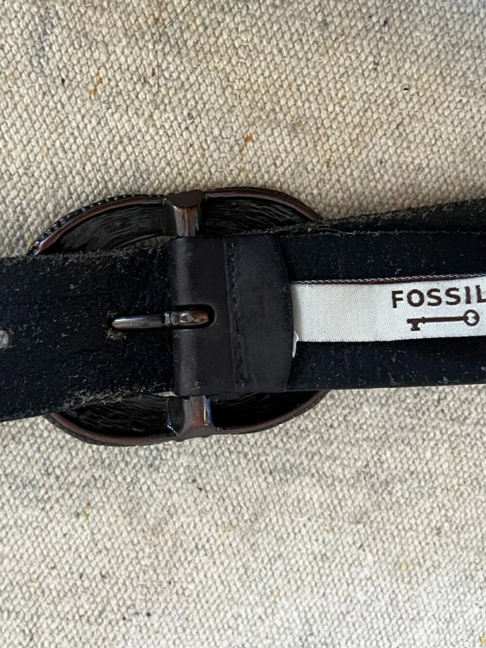 Fossil Woman's Black Western Embellished Round Rhinestone Leather Belt Sz Lr - Picture 3 of 11